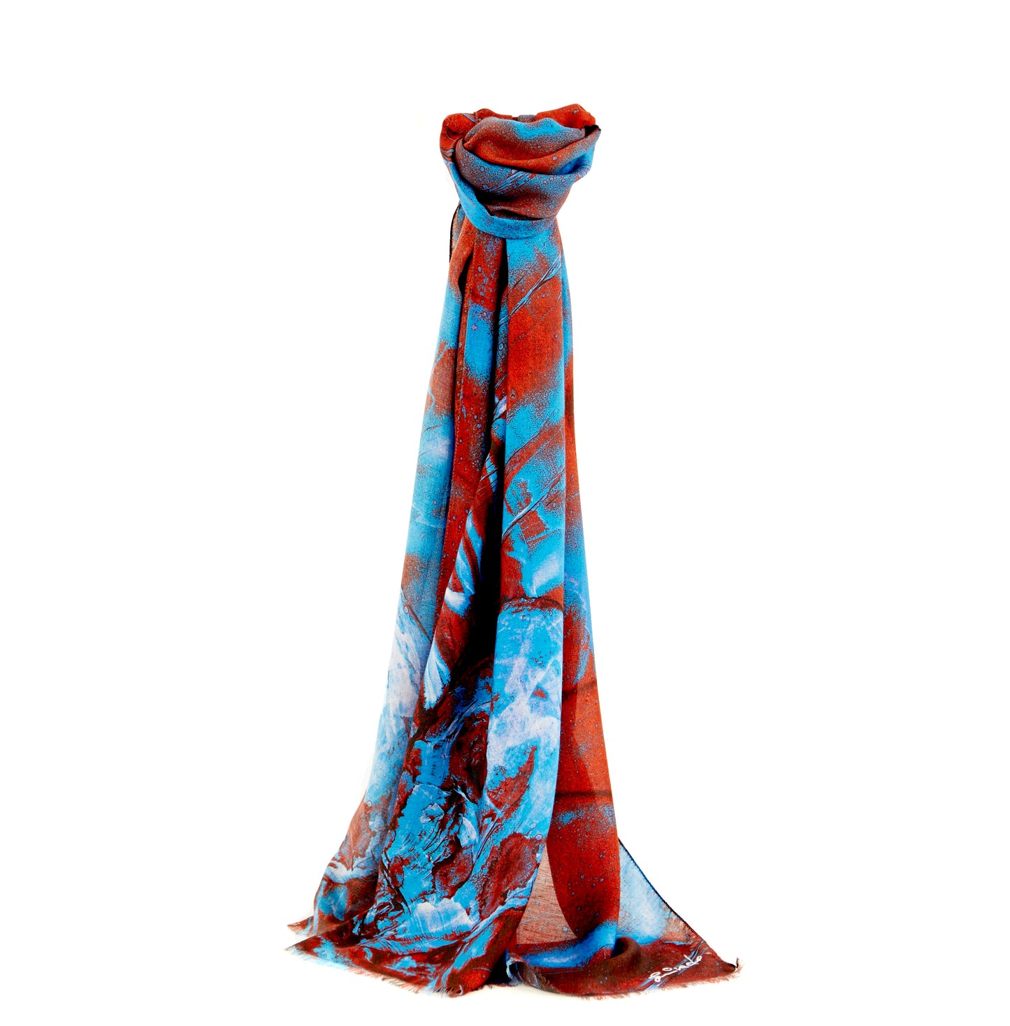 Blue & Brown Sanctum Skull Wool - Silk Scarf