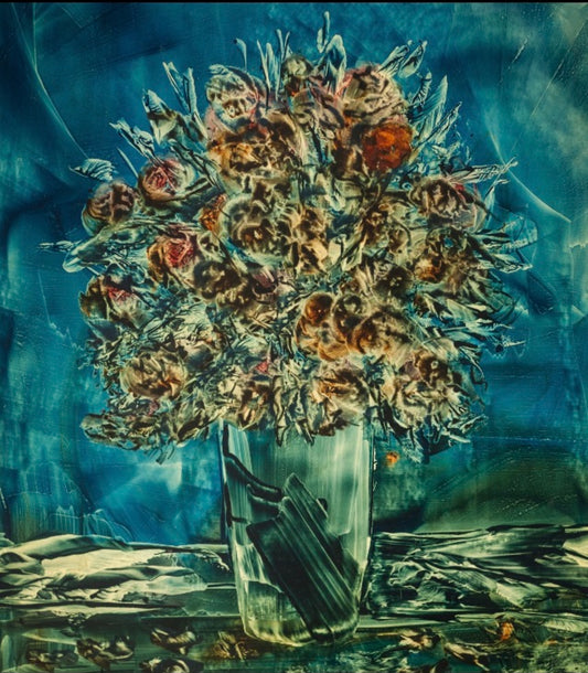 Turquoise Granada Flores Print - Unframed