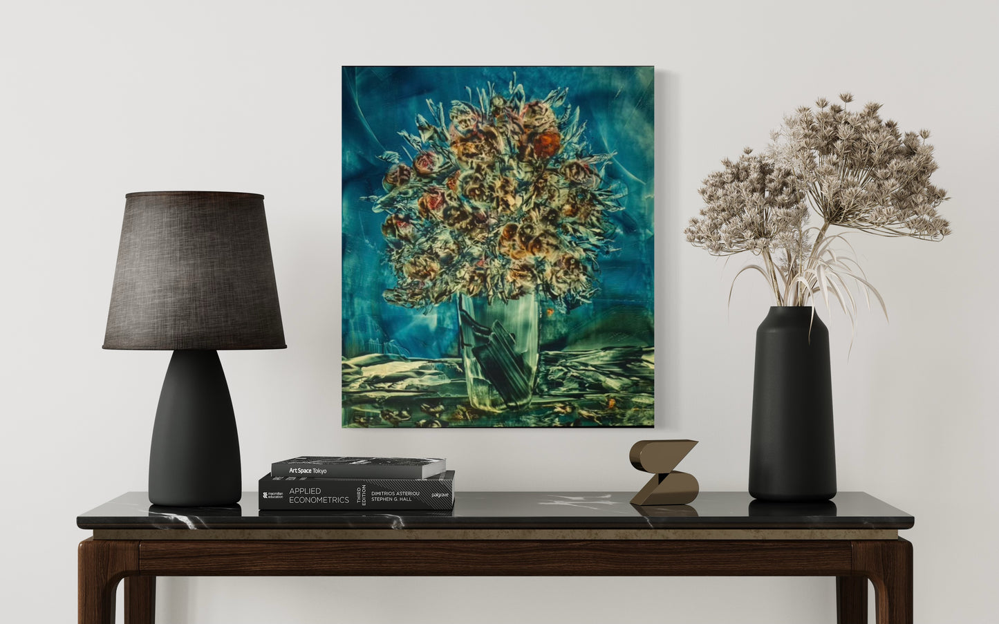 Turquoise Granada Flores print on Metal
